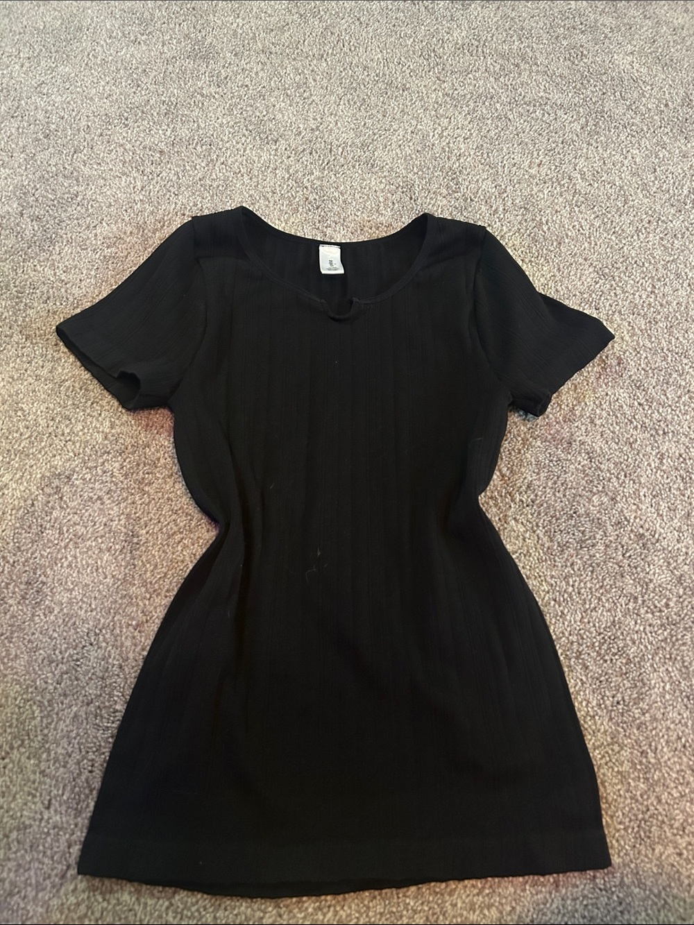Black Short-Sleeve Ribbed Women's Top